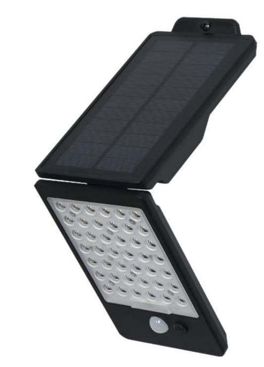 LUMINARIA LED REFLECTOR SOLAR 2W 6500K IP65 NEGRO 200LM C/SENSOR IR WALL LIGHT