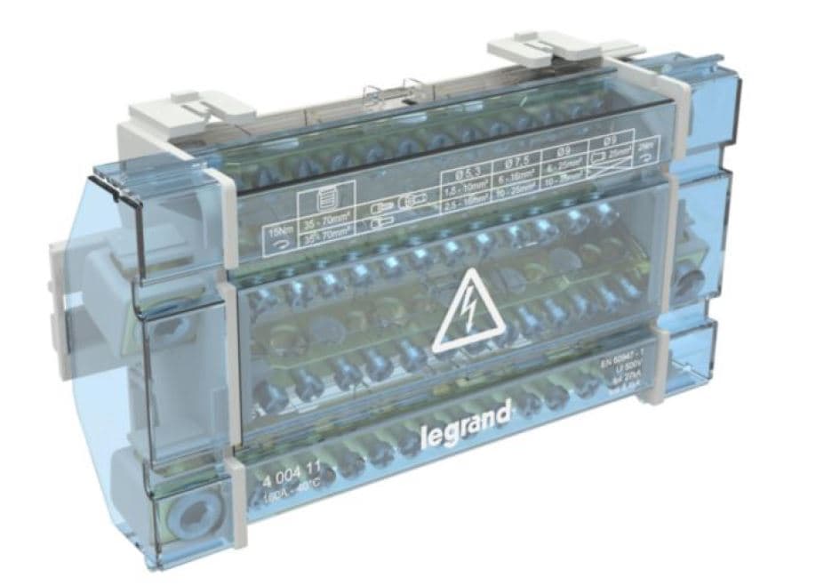 REPARTIDOR TETRAPOLAR 160A 27KA P/RIEL DIN 10 MOD 400411