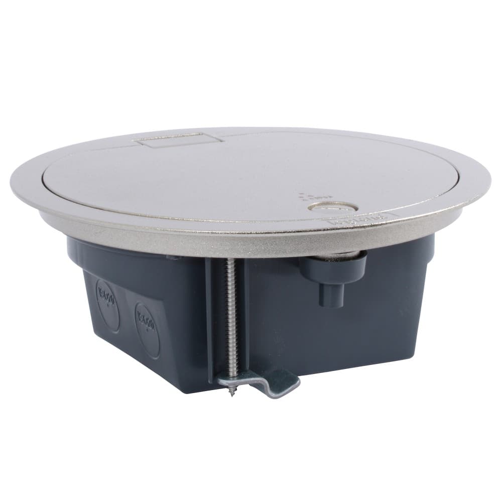 CAJA TOMACORRIENTE PISO EMPOTRABLE 4 MOD C/TAPA INOX GRIS 088064