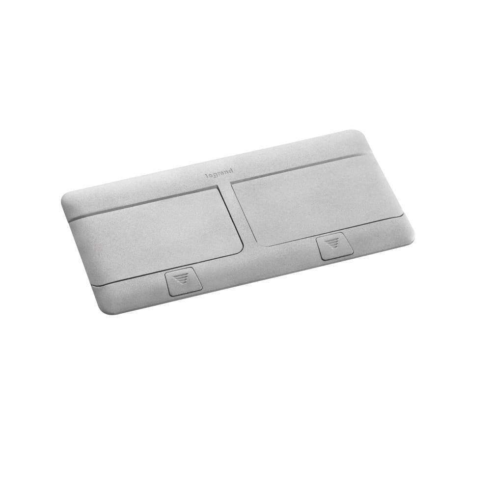 CAJA TOMACORRIENTE PISO EMPOTRABLE 8 MOD C/TAPA ALUMINIO MATE 054013