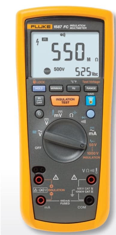 MULTIMETRO DIGITAL DE AISLAMIENTO 1000V 10A CAT-III/IV FLUKE-1587 FC
