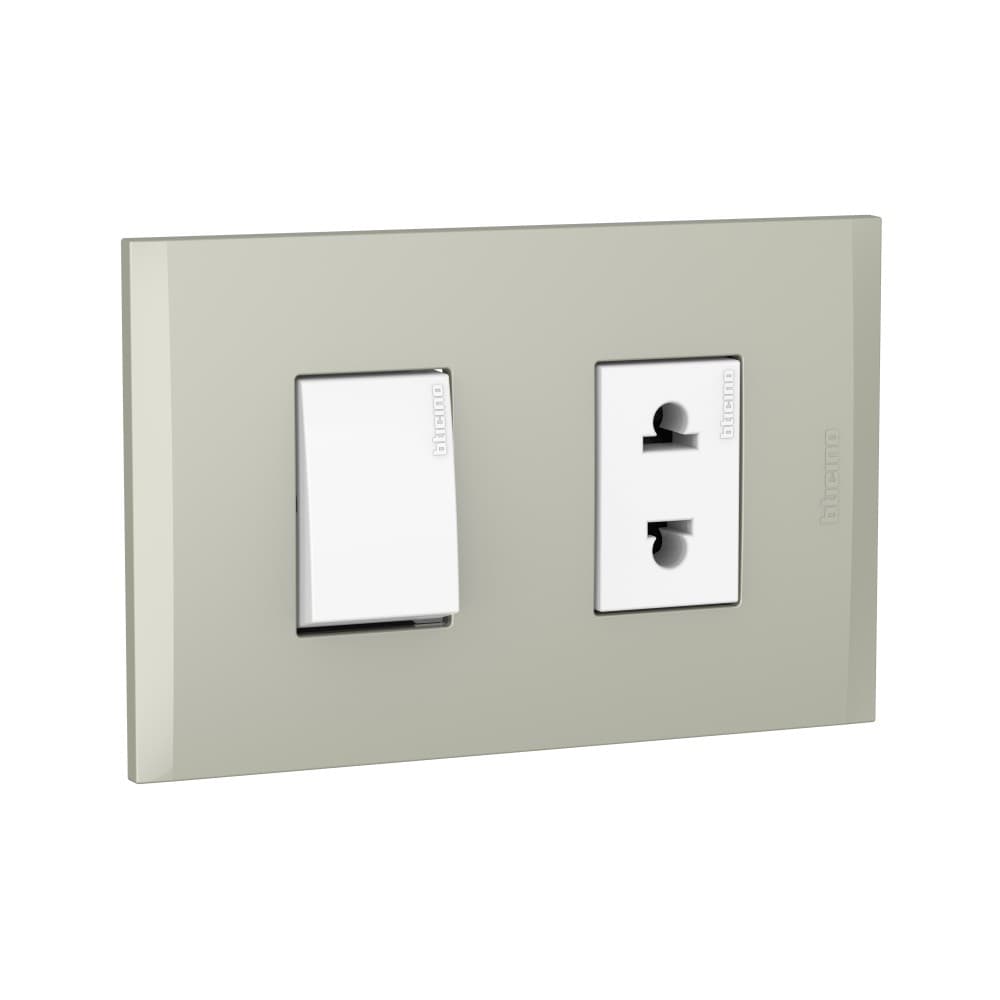 INTERRUP UNIP +TOMACORRIENTE UNIVERSAL 16A 250V BLANCO PLACA TERRA MODUS4 AH2230EBTI