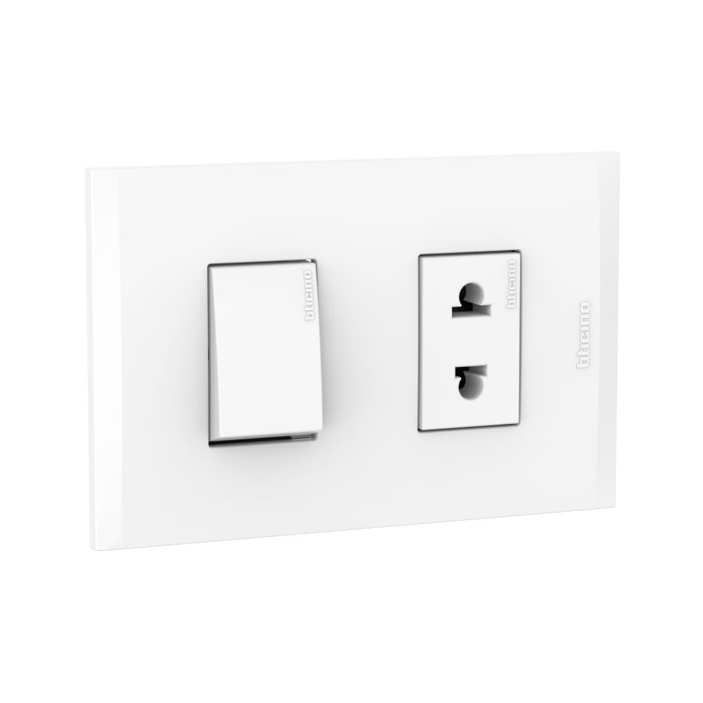 INTERRUP UNIP +TOMACORRIENTE UNIVERSAL 16A 250V BLANCO PLACA BLANCA MODUS4 AH2230EB