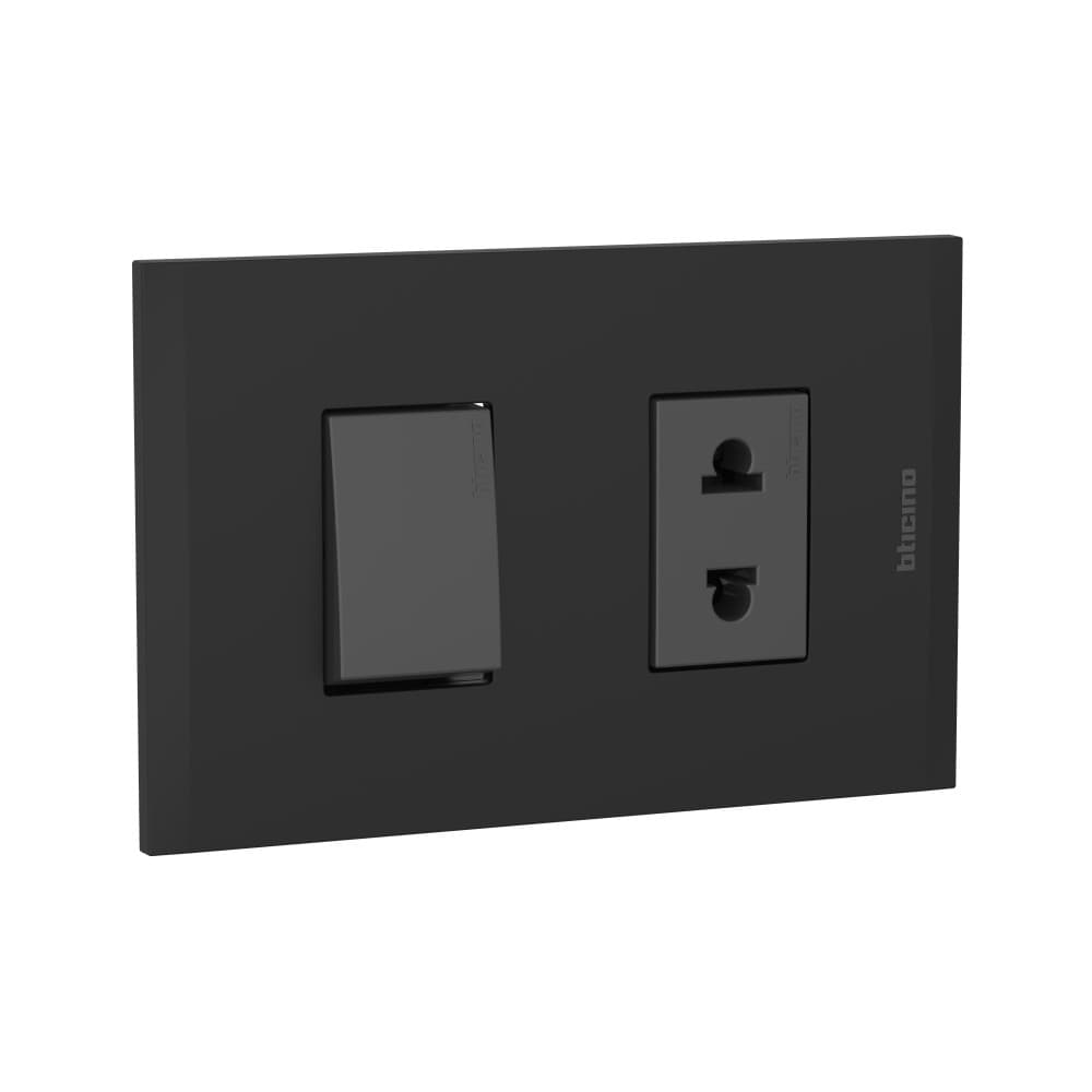 INTERRUP UNIP +TOMACORRIENTE UNIVERSAL 16A 250V NEGRO PLACA NEGRO MODUS4 AH2230EANG