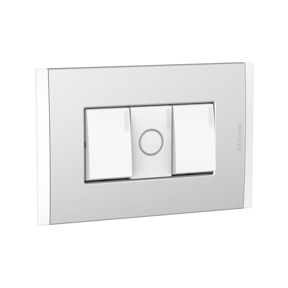 INTERRUPTOR DOBLE 1P BLANCO 250V PLACA ALUM NATURAL MODUS4 AH2200EBMN