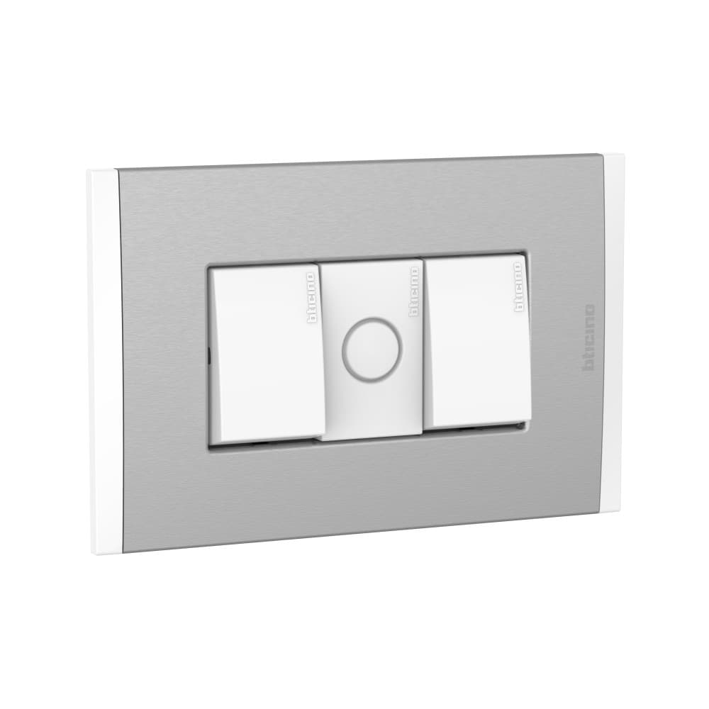 INTERRUPTOR DOBLE 3 VIAS BLANCO 250V PLACA ALUM TITANIO BLANCO MODUS4 AH2201EBMT