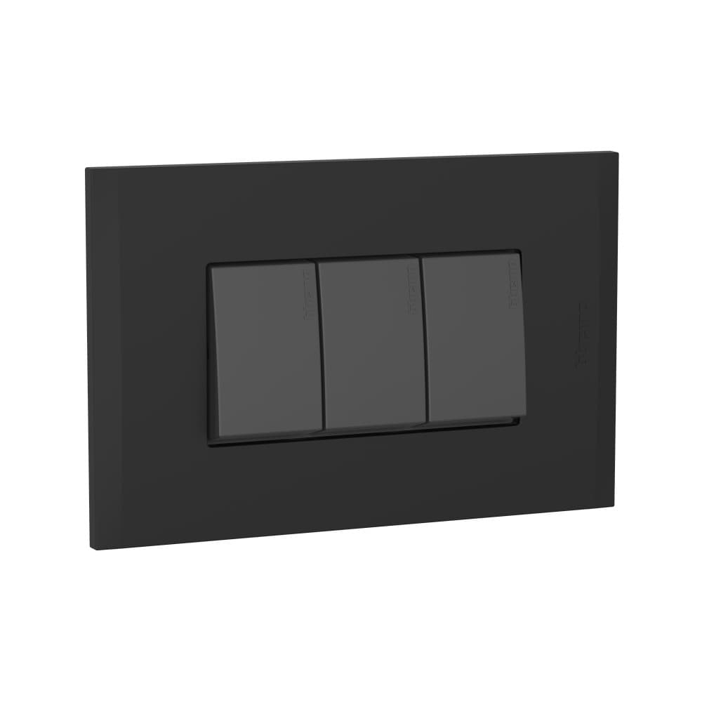 INTERRUPTOR TRIPLE 1P NEGRO 250V PLACA NEGRO MODUS4 AH2300EANG