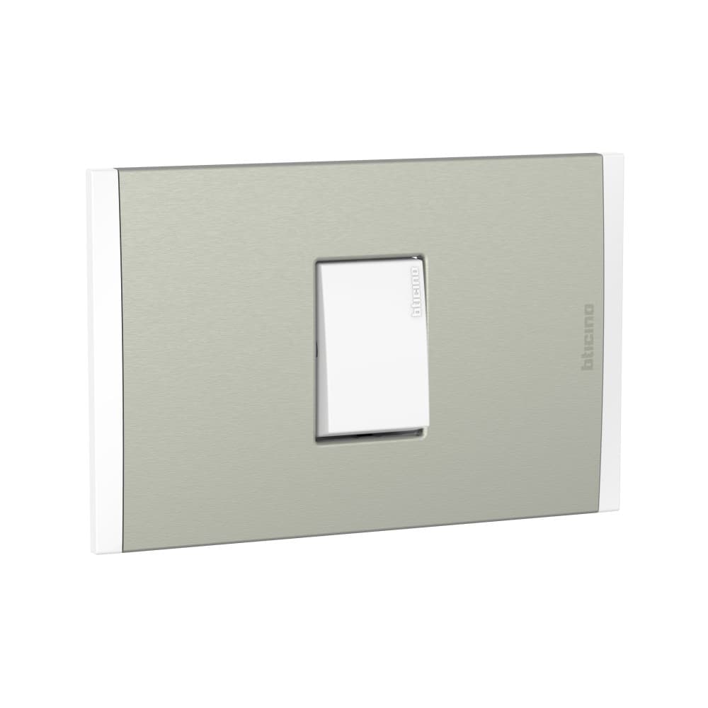 INTERRUPTOR PULSADOR SIMPLE 1P BLANCO 250V 10A PLACA ALUM CHAMPAGNE MODUS4 AH2102EBMC