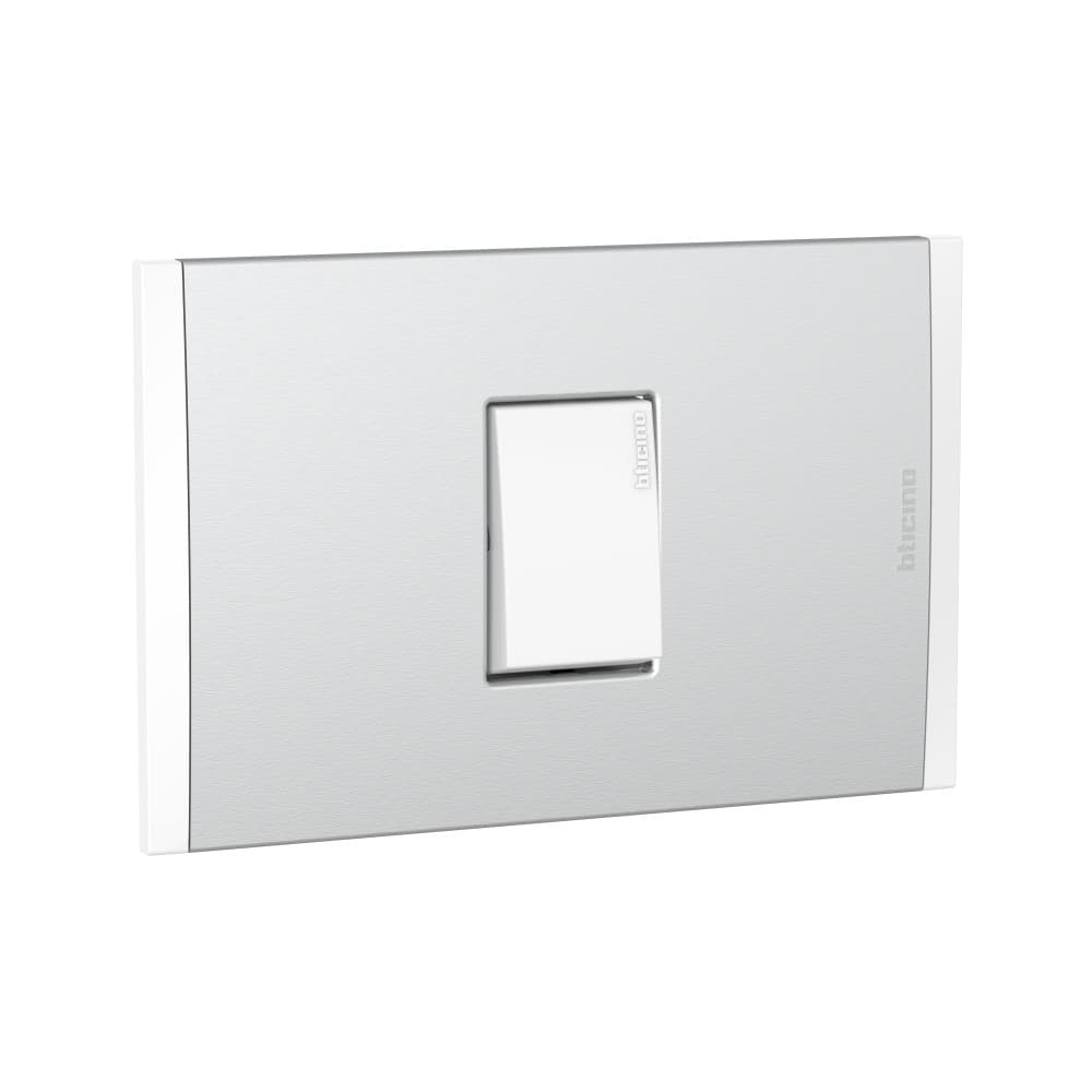 INTERRUPTOR PULSADOR SIMPLE BLANCO 250V 10A PLACA ALUM NATURAL MODUS4 AH2102EBMN