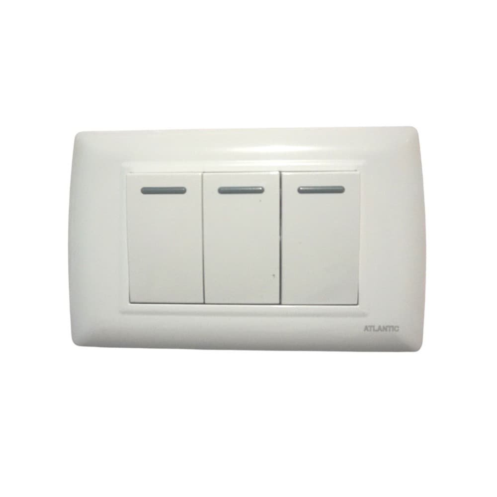 INTERRUPTOR TRIPLE 1P BLANCO 250V 16A PLACA BLANCO LP1631