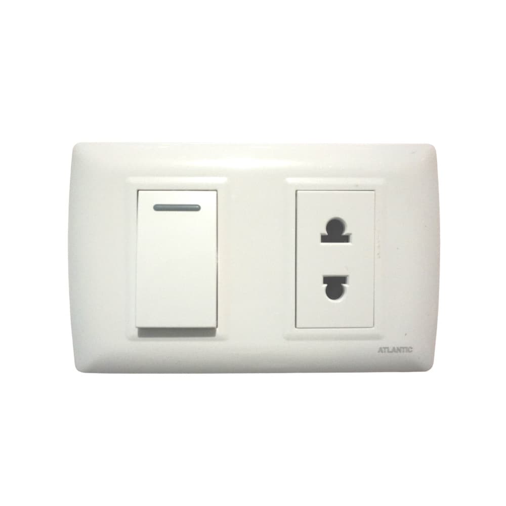 INTERRUP +TOMACORRIENTE UNIVERSAL 16A 250V BLANCA PLACA BLANCA LP316