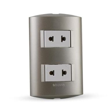 TOMACORRIENTE DOBLE UNIVERSAL BLANCO 2P 16A 250V PLACA PERLA MODUS STYLE AE2212EBNA