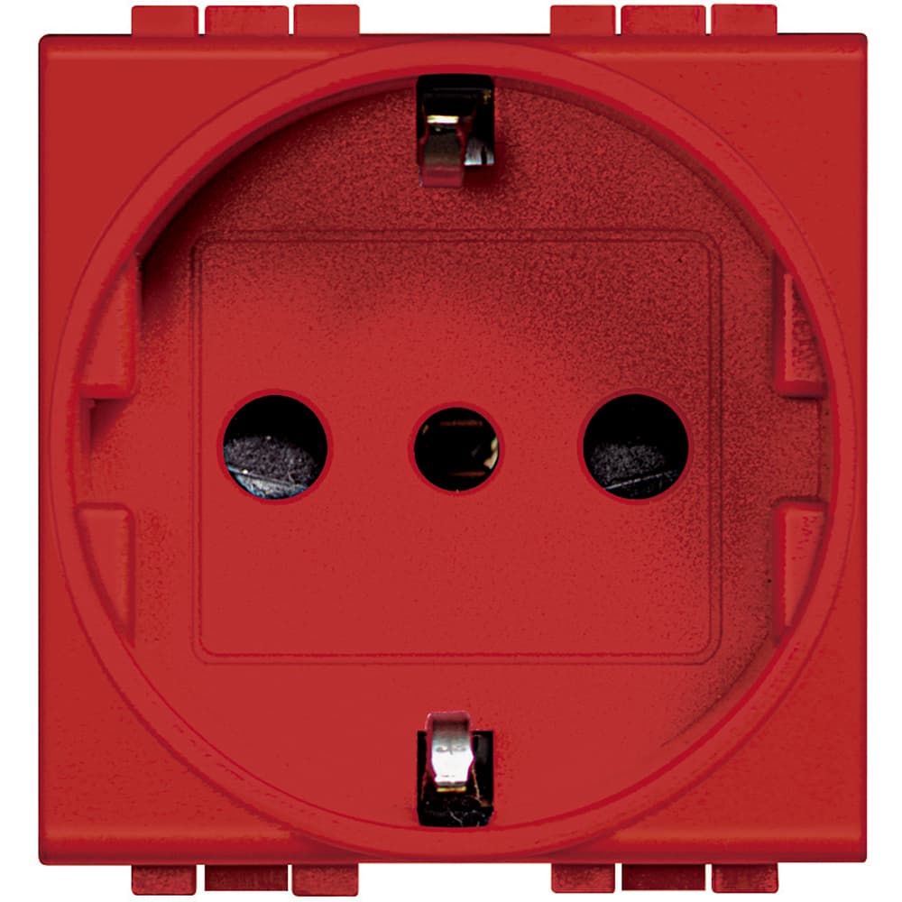 DADO TOMACORRIENTE SCHUKO 2 MOD ROJO 2P+T 16A 250V LIVINGLIGHT L4140R