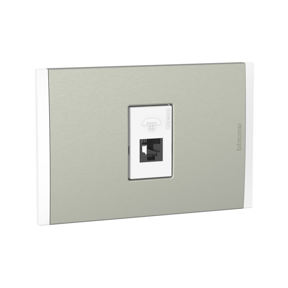 TOMA TELEFONO RJ11 1 MOD BLANCO PLACA ALUM CHAMPAGNE MODUS4 AH2082EBMC