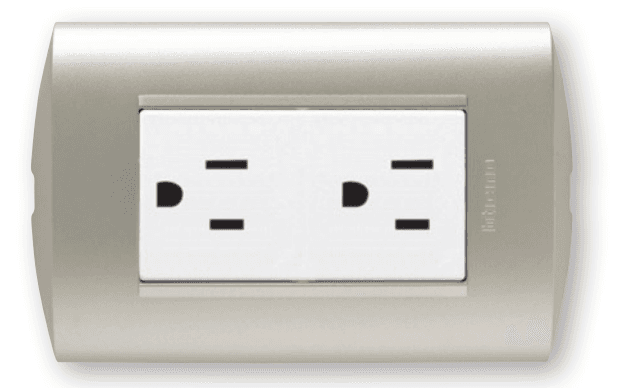 TOMACORRIENTE DOBLE AMERICANO BLANCO 2P+T 15A 250V PLACA PERLA MODUS STYLE AE2228E2BNA