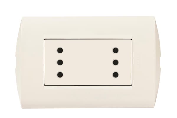 TOMACORRIENTE DOBLE 3 EN LINEA MARFIL 2P+T 10A 250V PLACA MARFIL MODUS STYLE AE2113E2M