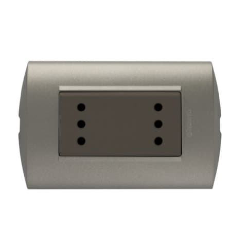 TOMACORRIENTE DOBLE 3 EN LINEA MINK 2P+T 10A 250V PLACA TERRA AE2113E2GTI