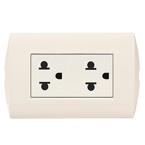 TOMACORRIENTE DOBLE MARFIL 2P+T 16A 250V C/PLACA MARFIL MODUS STYLE AE2212EMT