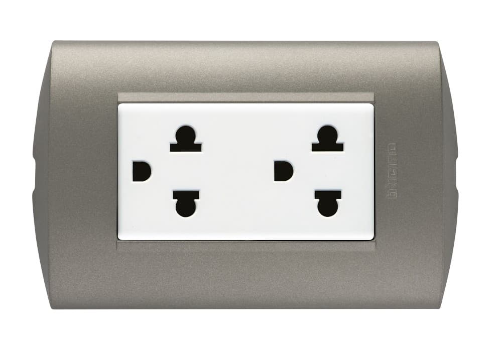 TOMACORRIENTE DOBLE UNIVERSAL BLANCO 2P+T 16A 250V PLACA TERRA MODUS STYLE AE2212EBTIT