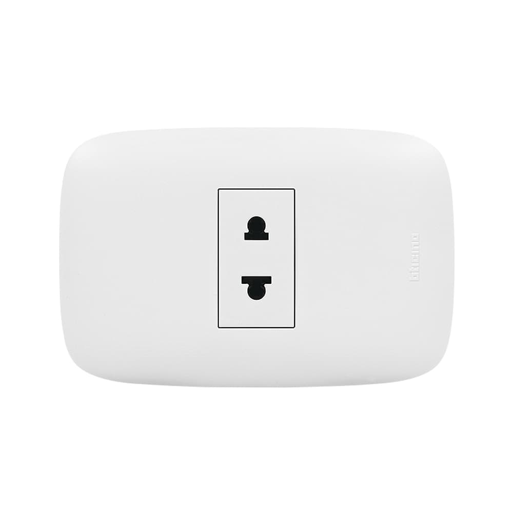 TOMACORRIENTE SIMPLE UNIVERSAL BLANCO 2P 16A 250V PLACA BLANCA DOMINO SENCIA AP1112