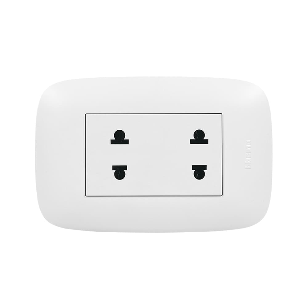 TOMACORRIENTE DOBLE UNIVERSAL BLANCO 2P 16A 250V PLACA BLANCA DOMINO SENCIA AP1212