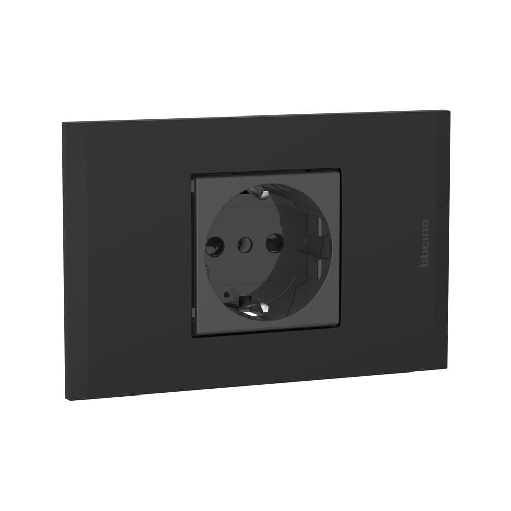 TOMACORRIENTE SIMPLE SCHUKO NEGRO 2P+T 10/16A 250V C/PLACA NEGRO MODUS4 AH2140EANG