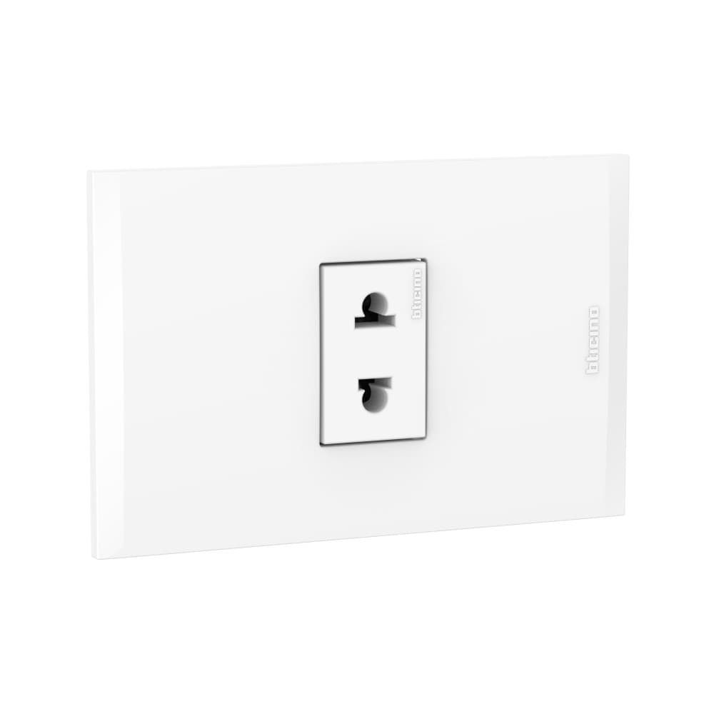 TOMACORRIENTE SIMPLE UNIVERSAL BLANCO 16A 250V C/PLACA BLANCA MODUS4 AH2112E1B