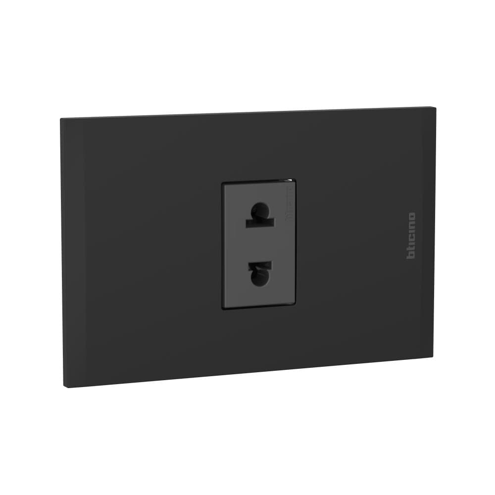 TOMACORRIENTE SIMPLE UNIVERSAL NEGRO 16A 250V C/PLACA NEGRO MODUS4 AH2112E1ANG