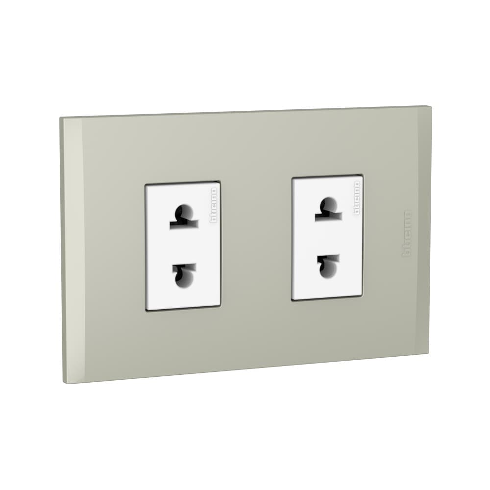 TOMACORRIENTE DOBLE UNIVERSAL BLANCO 2P 16A 250V C/PLACA TERRA MODUS4 AH2112E2BTI
