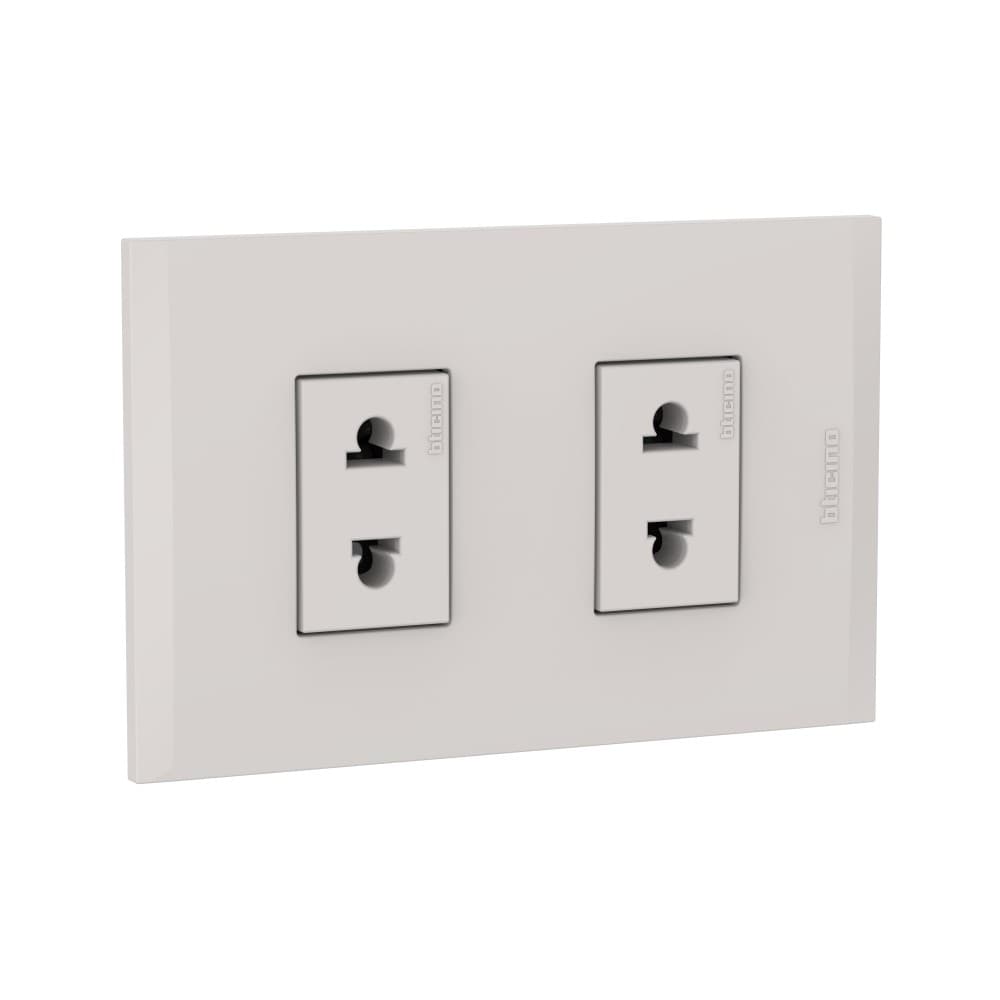 TOMACORRIENTE DOBLE UNIVERSAL ARENA 2P 16A 250V C/PLACA ARENA MODUS4 AH2112E2H
