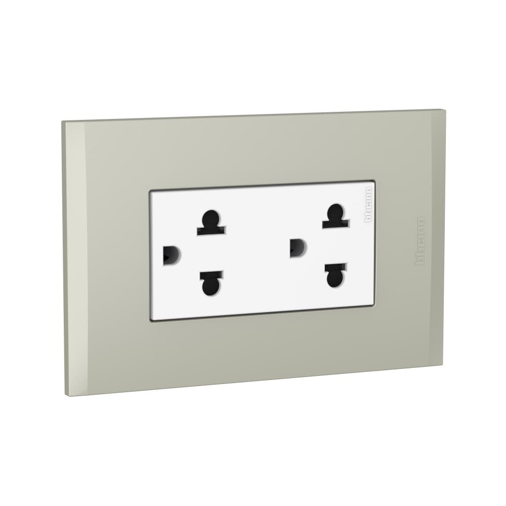 TOMACORRIENTE DUPLEX UNIVERSAL BLANCO 2P+T 16A 250V C/PLACA TERRA MODUS4 AH2212TREBTI