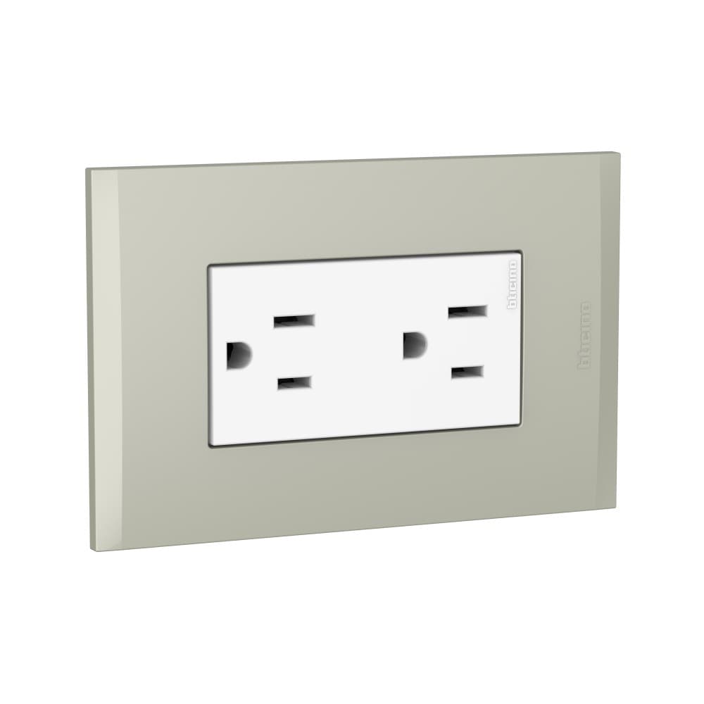 TOMACORRIENTE DUPLEX AMERICANO BLANCO 2P+T 16A 250V C/PLACA TERRA MODUS4 AH2228EBTI