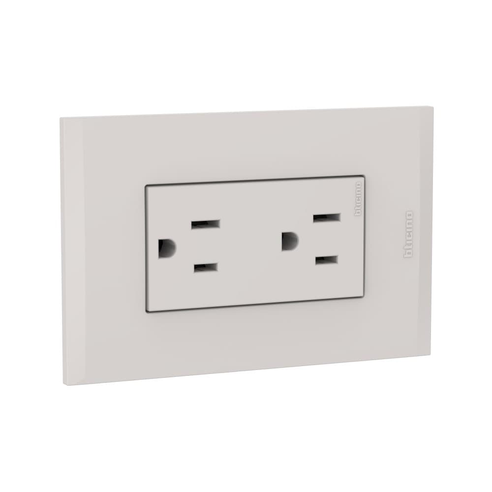 TOMACORRIENTE DUPLEX AMERICANO ARENA 2P+T 16A 250V C/PLACA ARENA MODUS4 AH2228EH