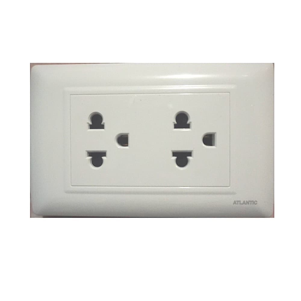 TOMACORRIENTE DOBLE UNIVERSAL BLANCO 2P+T 16A 250V PLACA BLANCA LP105D/2