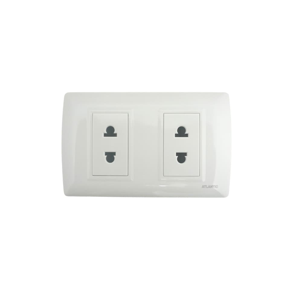 TOMACORRIENTE DOBLE UNIVERSAL BLANCO 2P 16A 250V PLACA BLANCA LP112/2