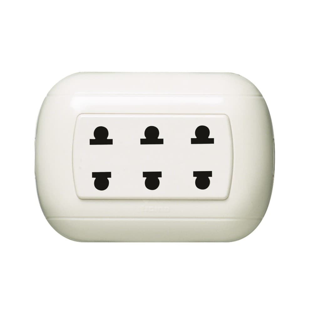 TOMACORRIENTE ADOS TRIPLEX UNIVERSAL MARFIL 2P 16A 250V OVAL P96