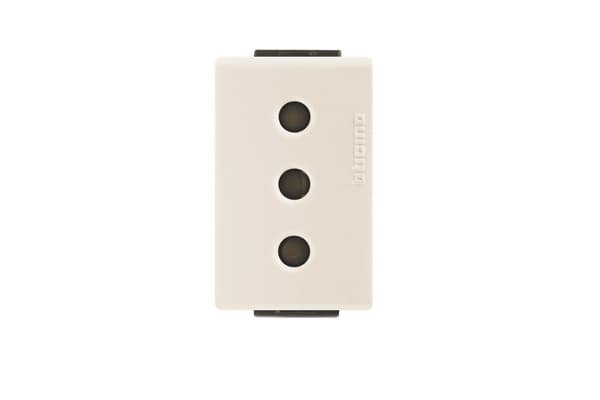 DADO TOMACORRIENTE 3 EN LINEA 1 MOD MARFIL 2P+T 10A 250V MODUS STYLE AE2113EM