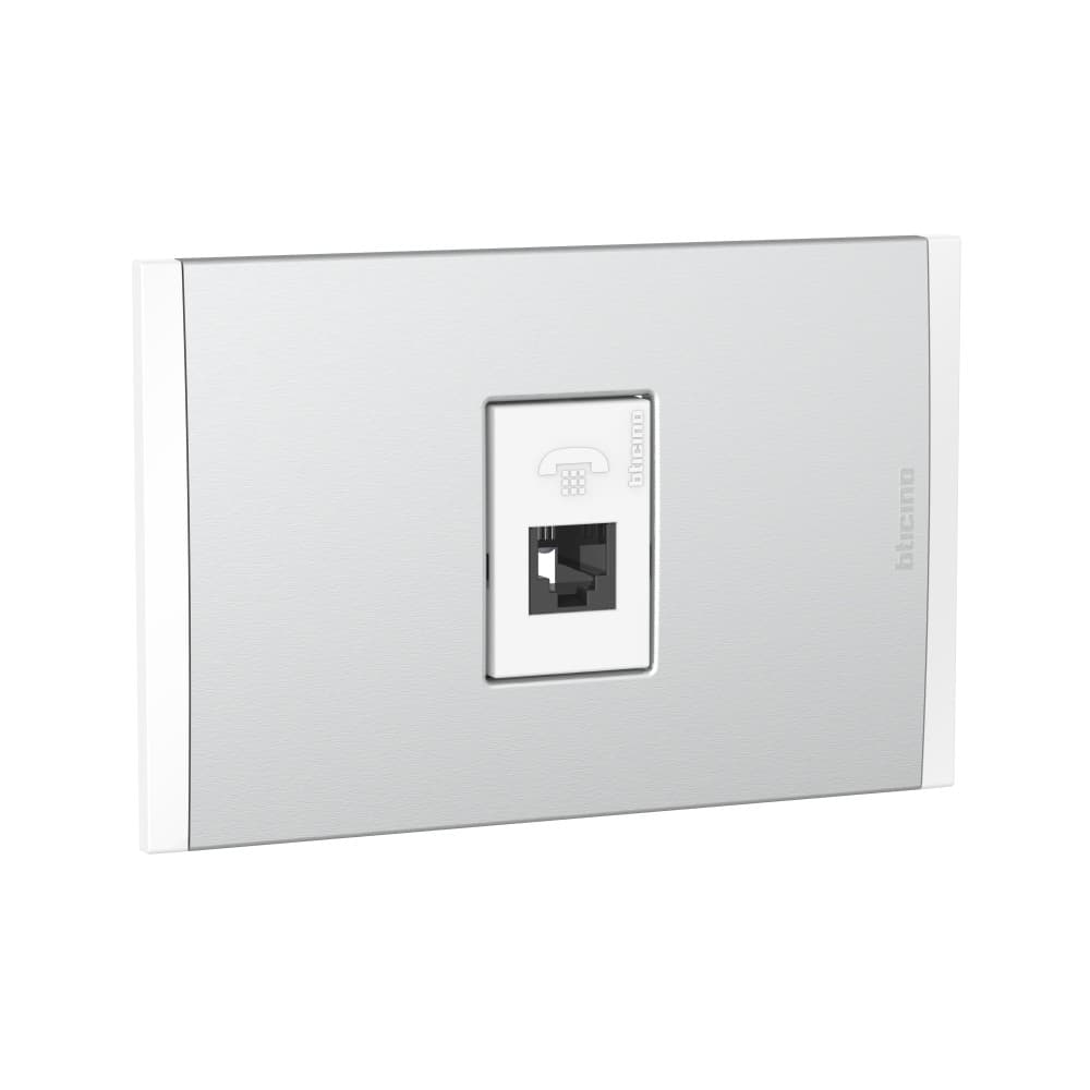 TOMA TELEFONO RJ11 1 MOD BLANCO PLACA ALUM NATURAL MODUS4 AH2082EBMN