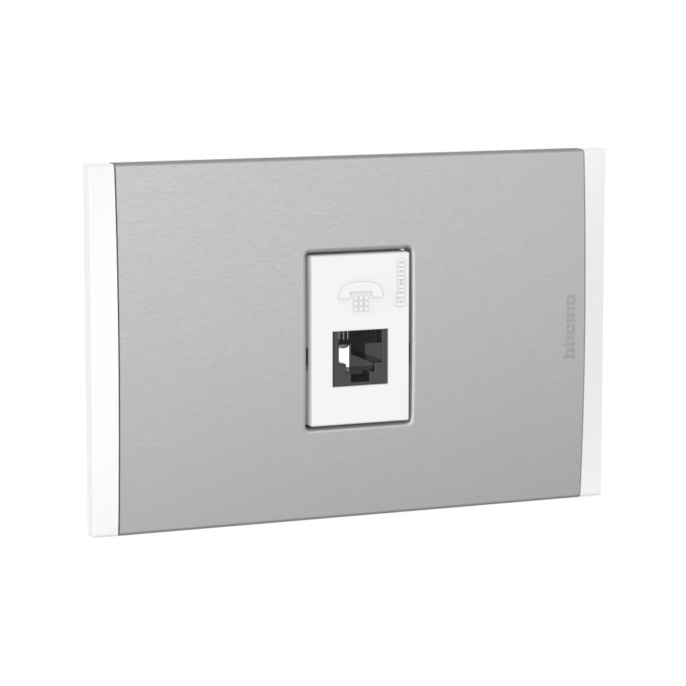TOMA TELEFONO RJ11 1 MOD BLANCO PLACA ALUM TITANIO BLANCO MODUS4 AH2082EBMT