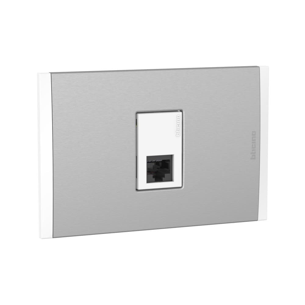 TOMA RJ45 CAT6 1 MOD BLANCO C/PLACA ALUM TITANIO BLANCO MODUS4 AH2079EBMT