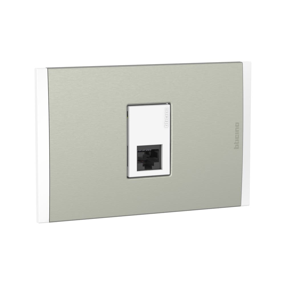 TOMA RJ45 CAT6 1 MOD BLANCO PLACA ALUM CHAMPAGNE MODUS4 AH2079EBMC