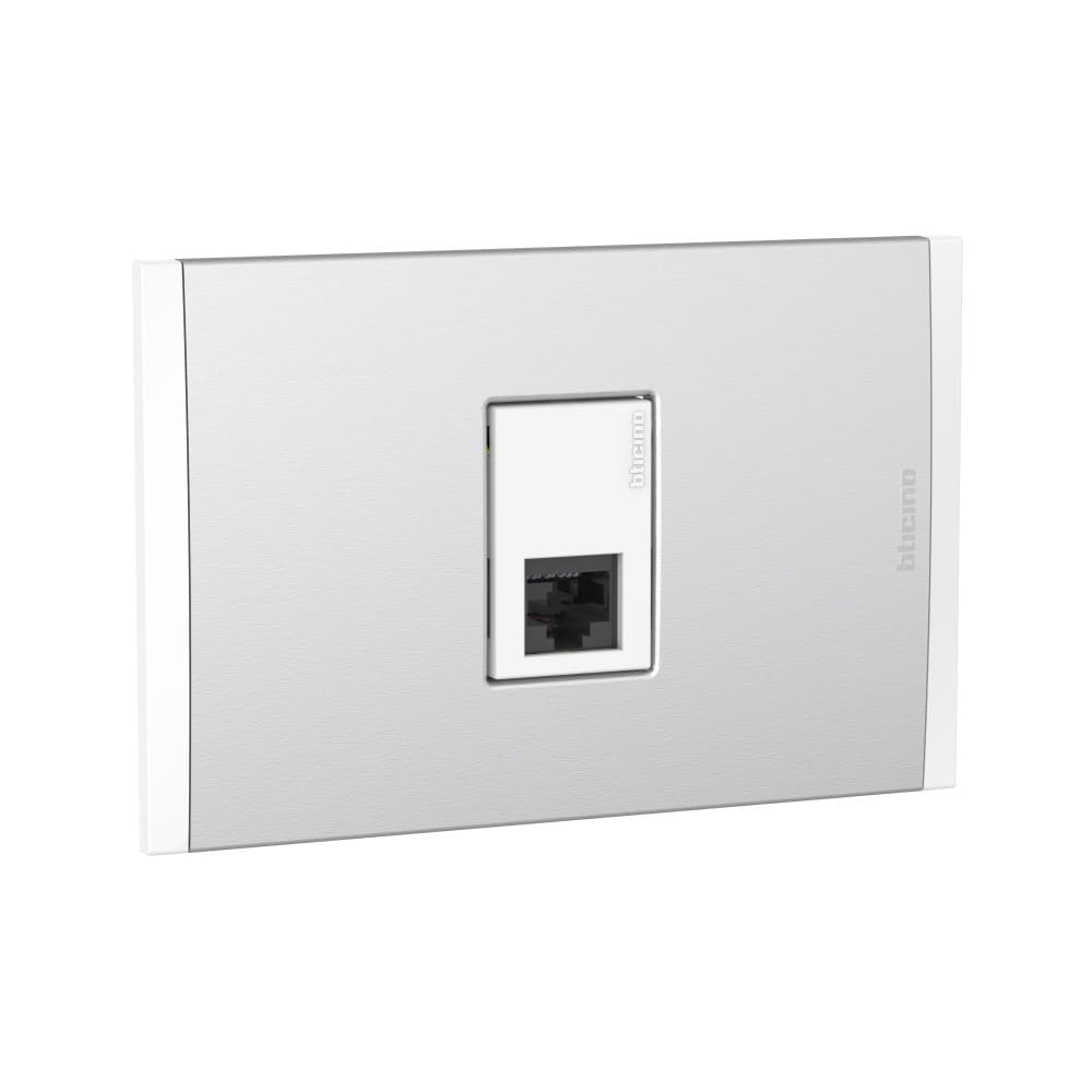 TOMA RJ45 CAT6 1 MOD BLANCO C/PLACA ALUM NATURAL MODUS4 AH2079EBMN