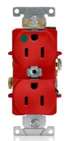 TOMACORRIENTE EMP UNIVERSAL DOBLE ROJO 2P+T 15A 125V GRADO HOSPITAL 8200IGR