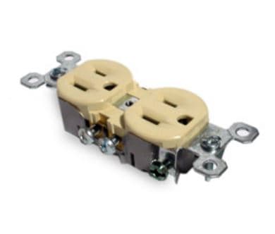 TOMACORRIENTE EMP AMERICANO DOBLE MARFIL 2P+T 15A 125V NEMA 5-15R 3232I