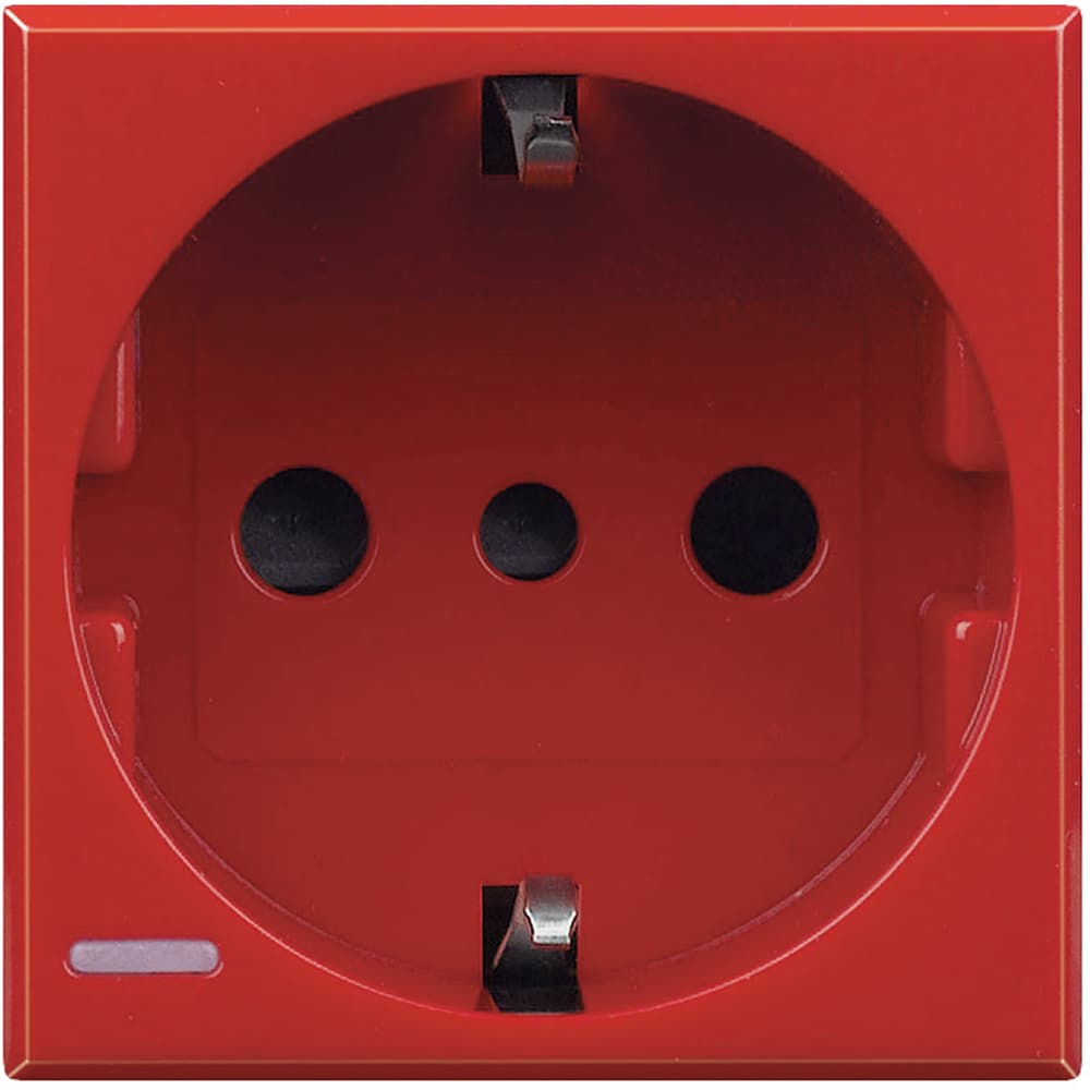 TOMA UNEL 2P+T TIPO P30 16A - 250VAC ALVÉOLOS PROT. 2 MÓD AXOLUTE COLOR ROJO H4140R