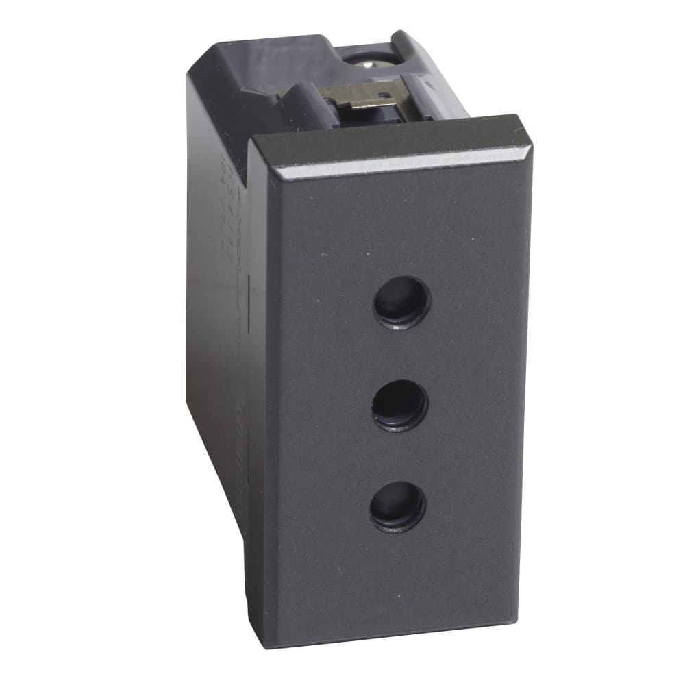 TOMACORRIENTE REDON. 2P+T 10A - 250VAC 4MM ALVÉOLOS PROT. 1 MÓD AXOLUTE OSCURO HS4113