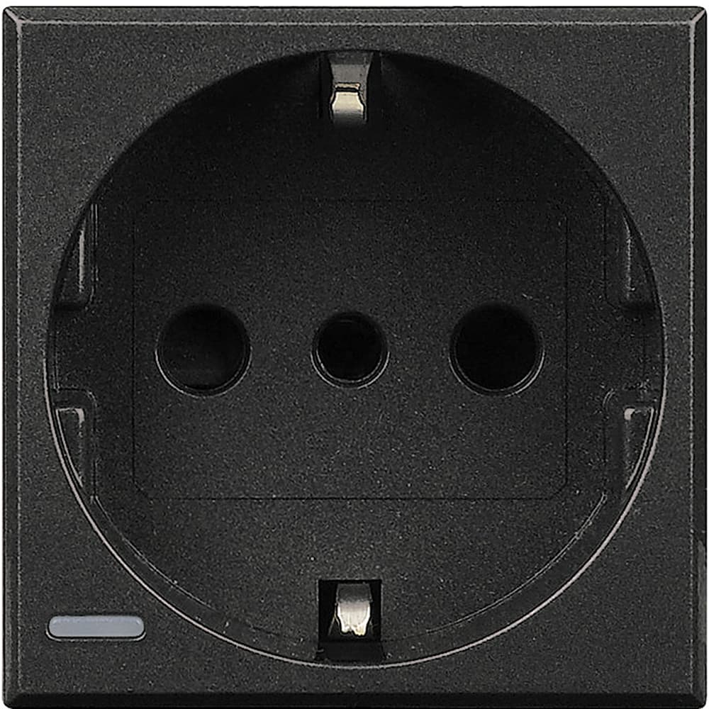 TOMA UNEL 2P+T TIPO P30 16A - 250VAC ALVÉOLOS PROT. 2 MÓD AXOLUTE COLOR OSCURO HS4140