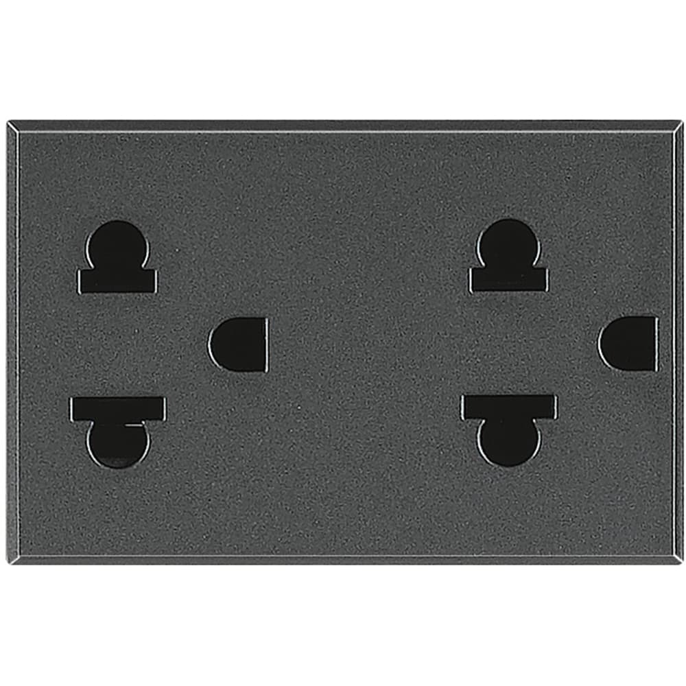 DADO TOMACORRIENTE UNIVERSAL DOBLE 3 MOD ANTRACITA 2P+T 16A 127/250V AXOLUTE HS4185