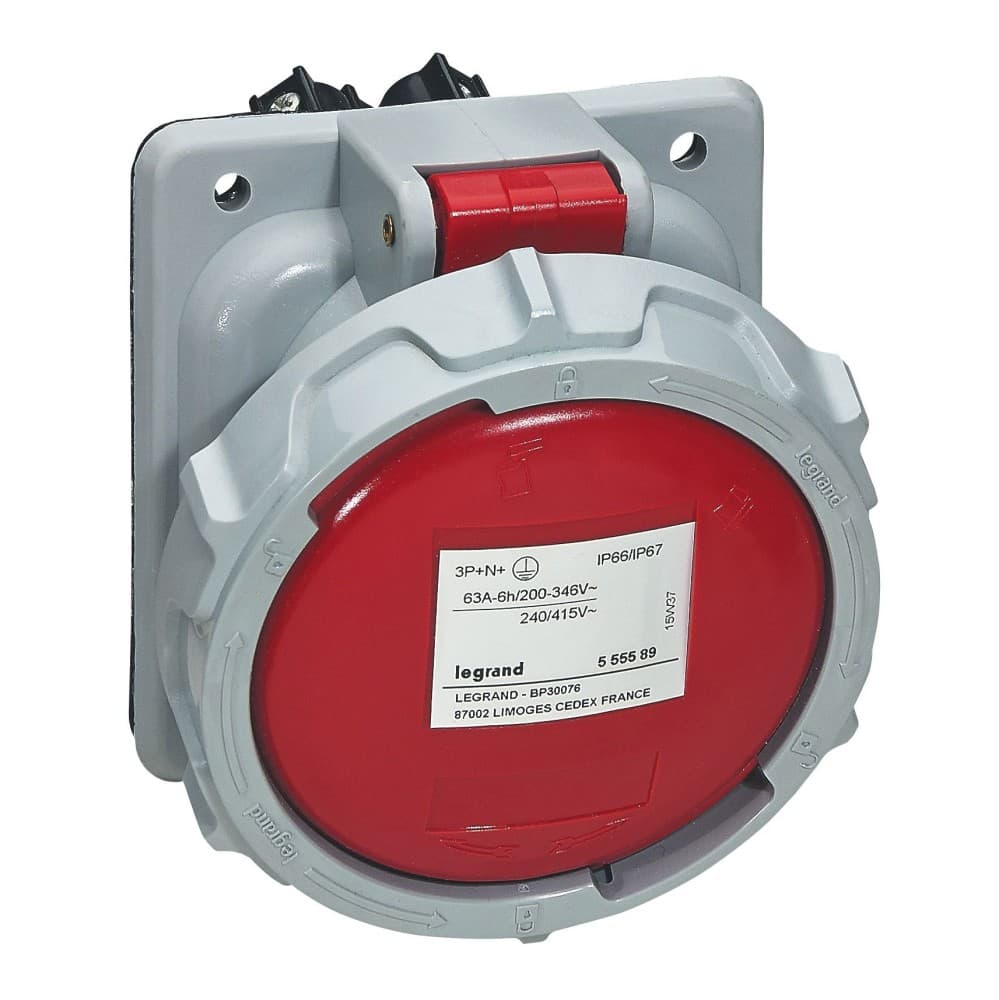 TOMA IND INDUSTRIAL EMPOTRADO 3P+N+T 63A 380/415VAC ROJO IP66/67 555589