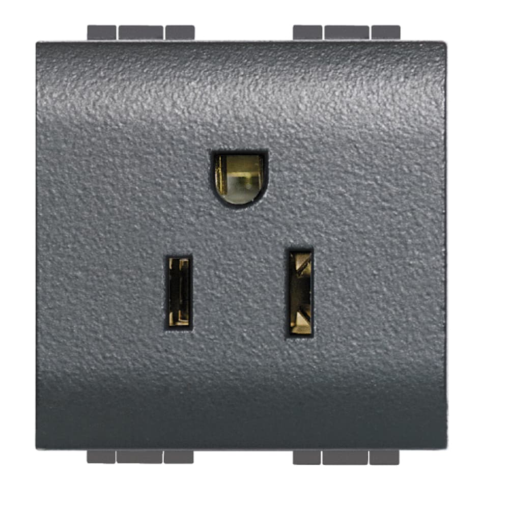 DADO TOMACORRIENTE AMERICANO 2 MOD ANTRACITA 2P+T 15A 127/250V LIVINGLIGHT L4128S